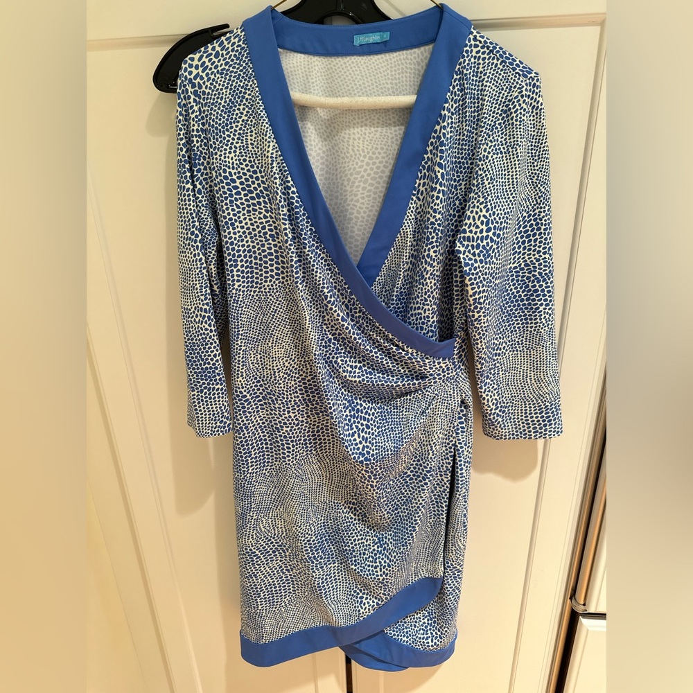 J McLaughlin 3/4 Sleeve Faux Wrap Dress size medium